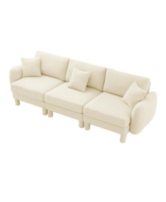 Boucle 3-Seater Sofa with Shell Armrests