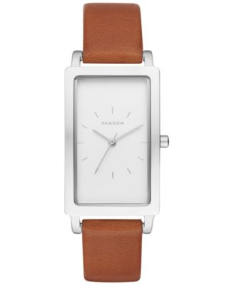 Skagen - Women's Hagen Brown Leather Strap Watch 22x43mm SKW2464