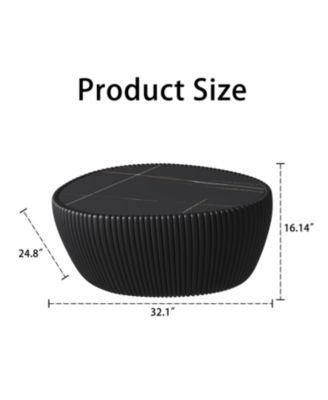 Black Marble Top Leather Coffee Table