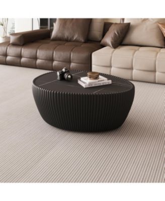 Black Marble Top Leather Coffee Table