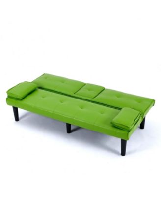 67" PVC Sofa Bed - Foldable with Cup Holder