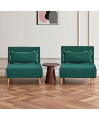 Velvet Foldable Sofa Bed Set - Adjustable Backrest, Green