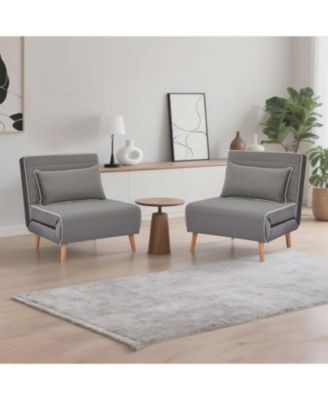 Streamdale Modern Velvet Foldable Sofa Bed Set, Grey