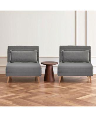 Streamdale Modern Velvet Foldable Sofa Bed Set, Grey