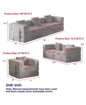  Corduroy Folding Sofa Bed with Storage & Cushions