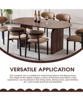 Streamdale Modern Oval Wooden Dining Table - Double Column Design