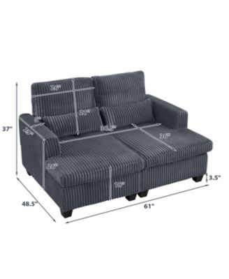  Fluffy Corduroy Loveseat Sofa with Adjustable Back