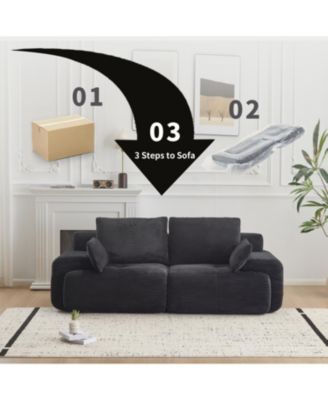 Modern Memory Foam Corduroy Sectional Sofa (Black