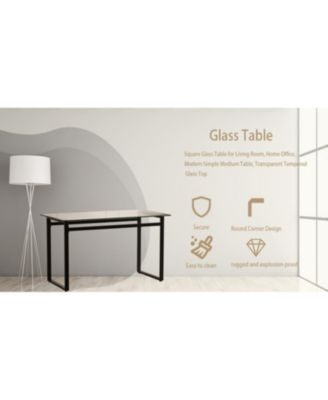 Streamdale 51" Modern Glass Dining Table, Chrome Legs
