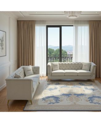 Cream Velvet Tufted Sofa Set - Modern Comfort & Style