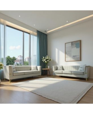 Cream Velvet Tufted Sofa Set - Modern Comfort & Style