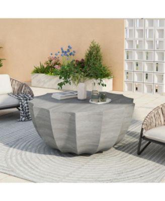 Streamdale 35" Modern Waterproof MgO Cement Coffee Table (Marble White)