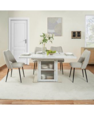  Modern Extendable Marble Dining Table with Storage