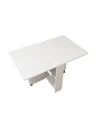 Foldable 51.18" white table for small families display or home use.