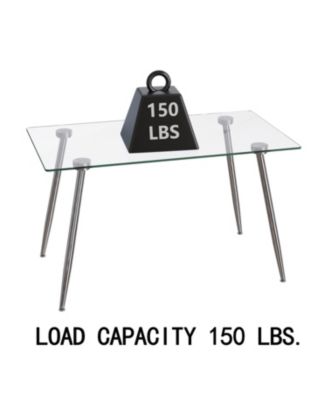 Glass Dining Table with Silver Metal Legs