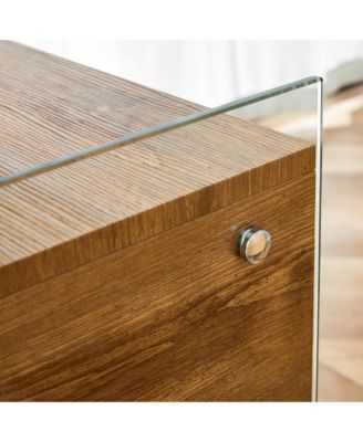 Elegant Double-Drawer Glass Bedside Table