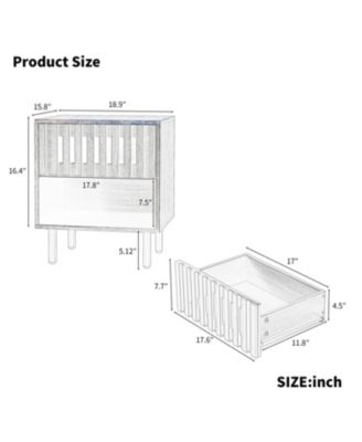 2 Set Nightstands with Grille Striped Doors