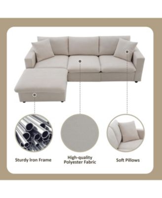  Modern Sectional Sofa, Cloud Couch with Ottoman