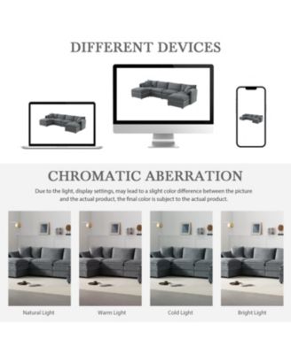 Streamdale 136" Chenille U-Shaped Sectional Sofa with Ottomans