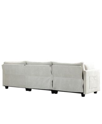 Streamdale 111.42x32.28" 3-Seater Chenille Sofa - Comfy, Cloud-Soft, with Side Pocket