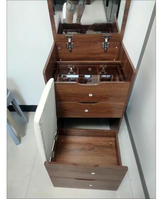 3-in-1 Compact Vanity Desk with Plip Top Mirror and Drawers