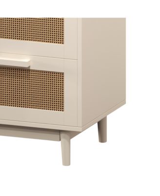 Rattan End Table with Storage Drawers