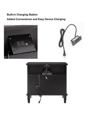 Farmhouse Nightstand with Charging Station and Side Table