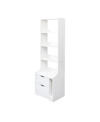 Night Stand with Bookshelf, Night Stand with 2 Storage Drawers for Bedroom