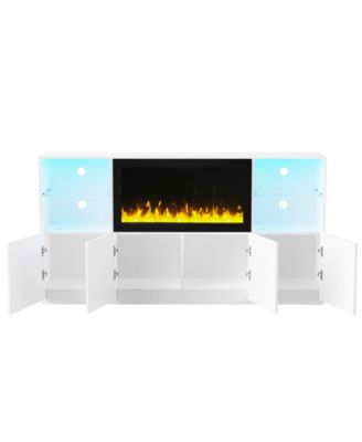 Modern TV Stand with Electric Fireplace & LED Light