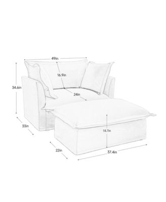 Cozy Upholstered Armchair Set with Ottoman Soft Chenille Fabric