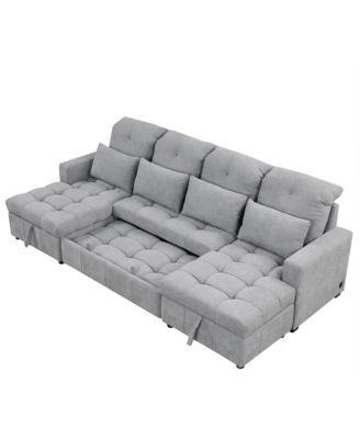 Oversized Sectional Sofa Bed with Storage and USB Ports