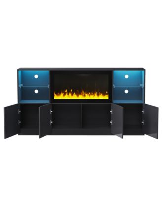 Modern TV Stand with Electric Fireplace & LED Light