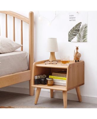 Streamdale European Beechwood Bedside Table Modern, Nordic Storage Cabinet