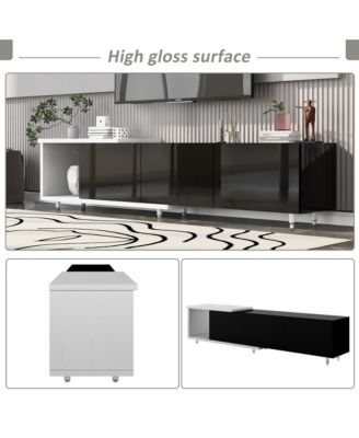 70.1"-100" Modern Stylish ExtendableTV Stand TV Cabinet for 80+inch TV, Black+White