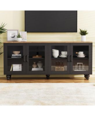 Streamdale Farmhouse TV Stand with Tempered Glass Doors for TVs up to 70