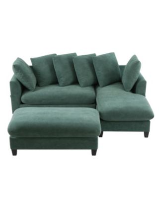 83" Sectional Sofa with Storage Ottoman & Pillows