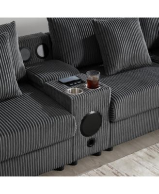 Sectional Sofa with Bluetooth USB Storage & Ottoman