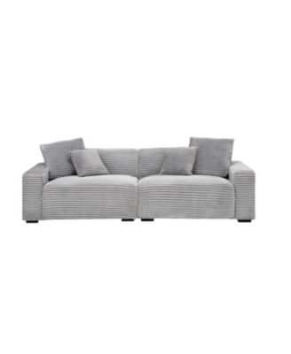 104" Grey Corduroy 4-Seat Sofa with Pillows