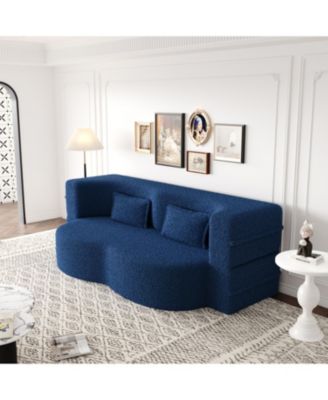 Teddy Fabric Foam Sleeper Sofa Bed with 2 Pillows