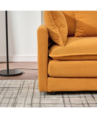 Chenille Cloud Modular Sofa (Orange 110" L-Shape)