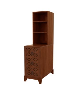 Walnut End Table with 3 Drawers & 2 Shelves