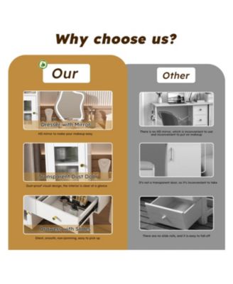 Vanity Dressing Table with LED Mirror & Storage