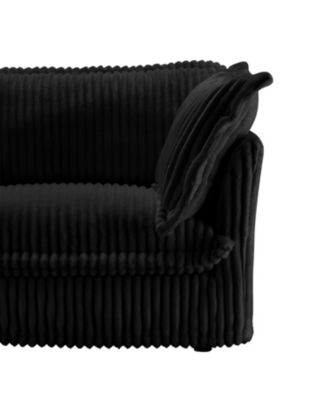 Slipcovered Sectional Sofa with Ottoman - Black Corduroy