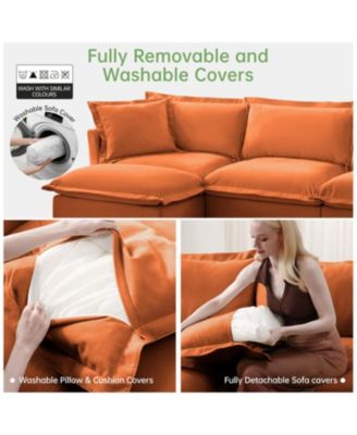 Upholstered Armchair & Ottoman Set (Orange)