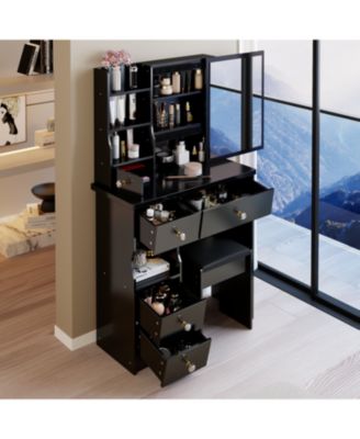 Vanity Table with Mirror & Stool