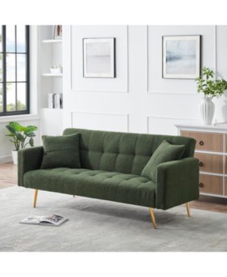 Green Teddy Fleece Sofa Bed with 2 Pillows