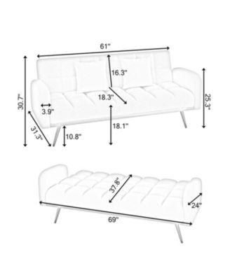 Pink 69" Sofa Bed with Adjustable Teddy Sofa