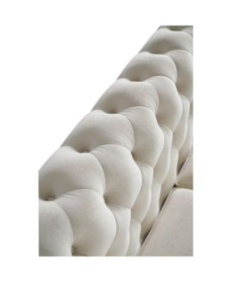 Chesterfield Velvet Sofa 84.65 inch for Living Room Beige Color