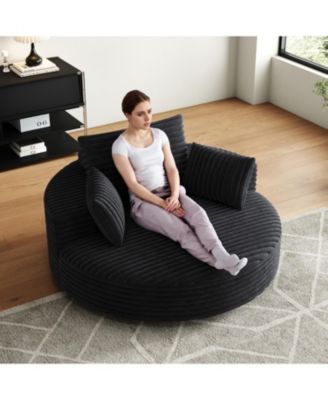 55" Corduroy Swivel Sleeper Chair