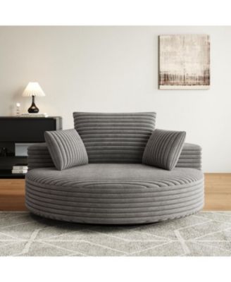 55" Corduroy Swivel Sleeper Chair